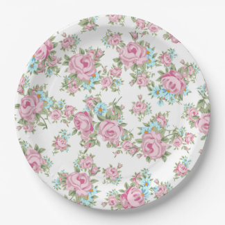 Prato De Papel Rosas Rosas Shabby Vintage Chic Antigo