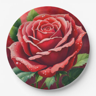 Prato De Papel Rosas Vermelhas Elegantes Bonitas
