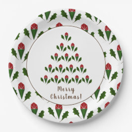 Prato De Papel Rosas vermelhas vibrantes, Feriado de Árvore de Na