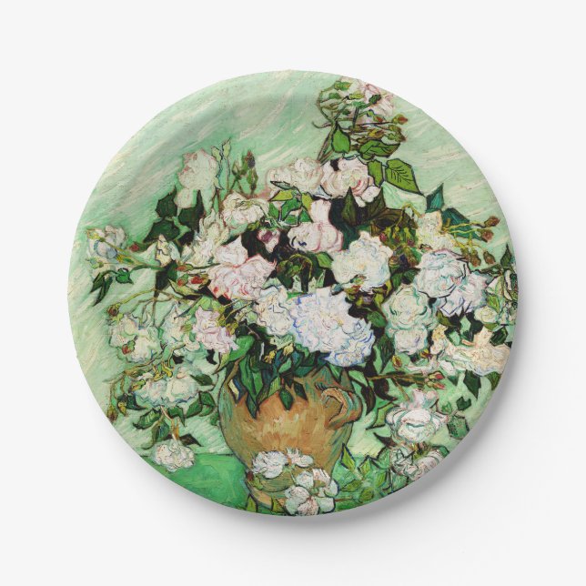 Prato De Papel Rosas Vincent Van Gogh (1890) (Frente)