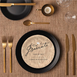 Prato De Papel Rose Gold Script de Formatura Festa de Formatura E