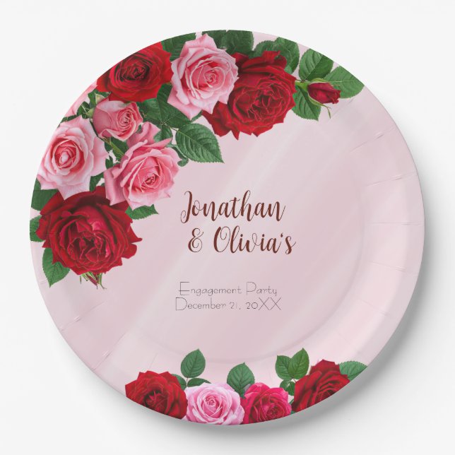 Prato De Papel Roses Engagement Party (Frente)