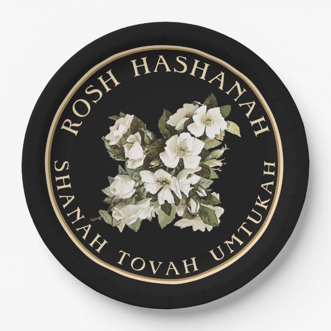 Prato De Papel Rosh Hashanah Judeu Ano Novo Shanah Tovah (Frente)