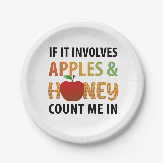 Prato De Papel Rosh Hashanah maçãs e mel T-Shirt (Frente)