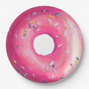 Prato De Papel Rosquinha Com Glacé Cor-De-Rosa E Pulseiras