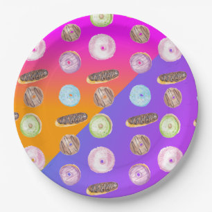 Prato De Papel Rosquinha Cristalizada Aquarela Neon Gradiente