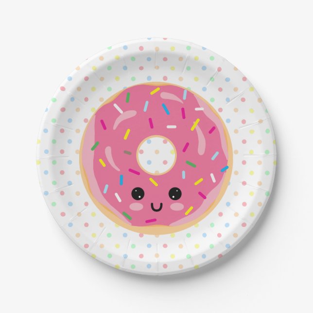Prato De Papel Rosquinha Kawaii doce comida (Frente)