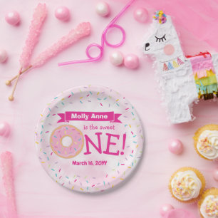 Prato De Papel Rosquinha primeiro aniversario Rapariga Arco-Íris