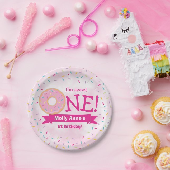 Prato De Papel Rosquinha primeiro aniversario Rapariga Ídolo Arco (Festa)