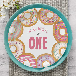 Prato De Papel Rosquinhas Coloridas Bonitas Um Primeiro Aniversár