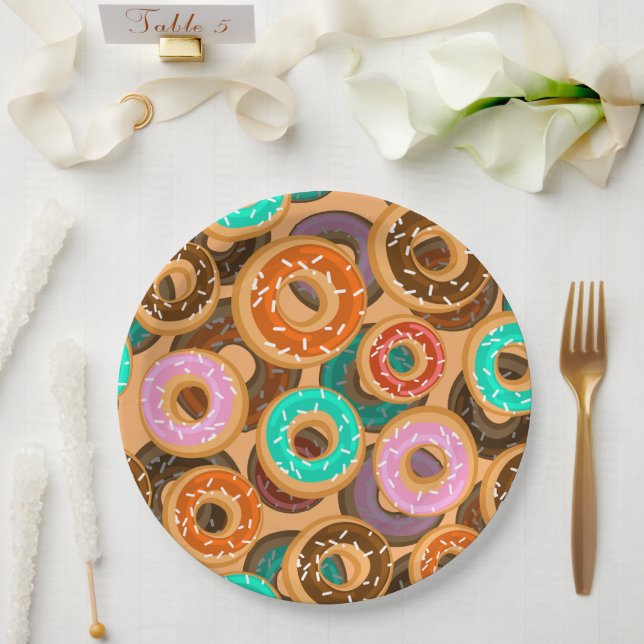 Prato De Papel Rosquinhas com padrão Sprinkles (Casamento)
