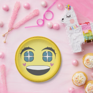Prato De Papel Rosto animado feliz