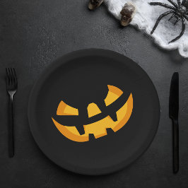Prato De Papel Rosto de Jack-O-Lantern