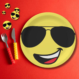 Prato De Papel Rosto Feliz Fofo & Óculos de Aviador,Divertido