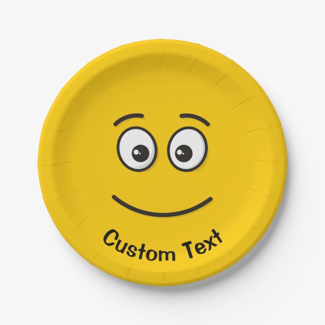 Prato De Papel Rosto sorridente com placa de papel de olhos abert (Frente)