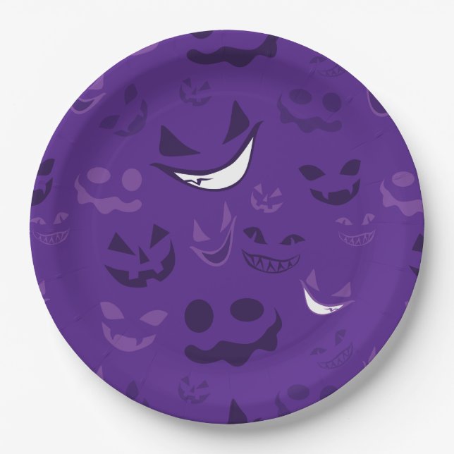 Prato De Papel Rostos Spooky (Frente)