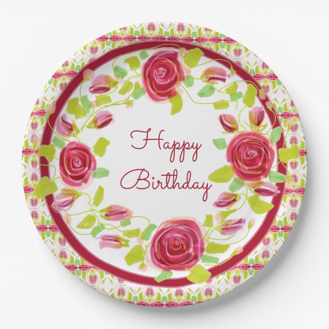 Prato De Papel Rosy Floral Na moda (Frente)