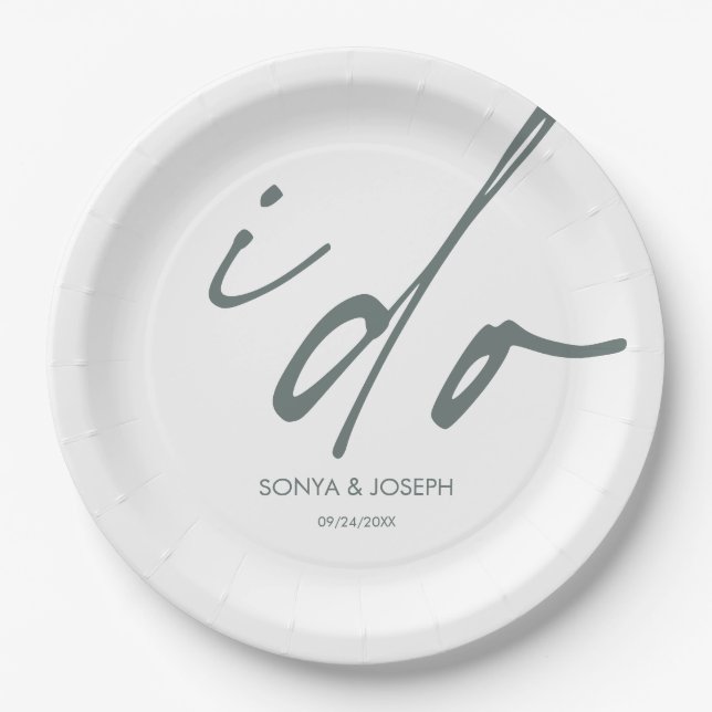 Prato De Papel Roteiro Elegante De Dia De Casamento Eu Faço (Frente)