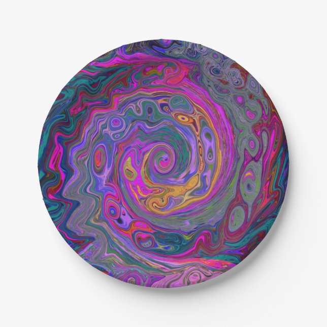 Prato De Papel Roteiro Magenta Retroativo, Verde e Abstrato Laran (Frente)