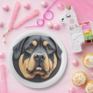 Prato De Papel Rottweiler Cão 3D Inspirado