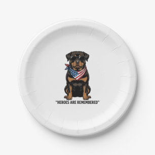 Prato De Papel Rottweiler Patriótico Cão Herói Design Vintage_1