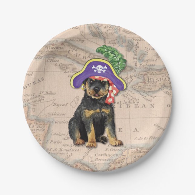 Prato De Papel Rottweiler Pirate (Frente)