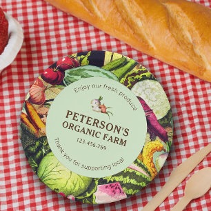 Prato De Papel Rótulo de Agricultura Local para Vegetais da Vinta