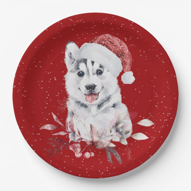 Prato De Papel Rouco De Natal Em Vermelho (Frente)