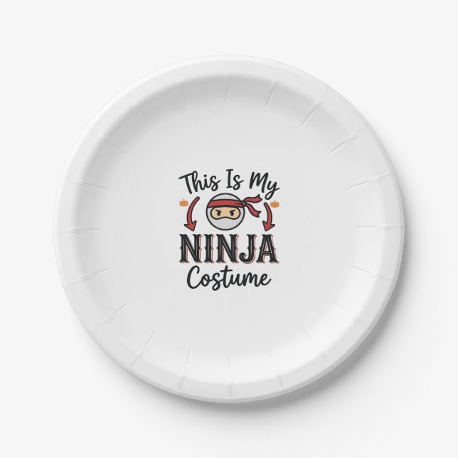 Prato De Papel Roupa de Ninja Engraçado Design Vetorial de Hallow (Frente)