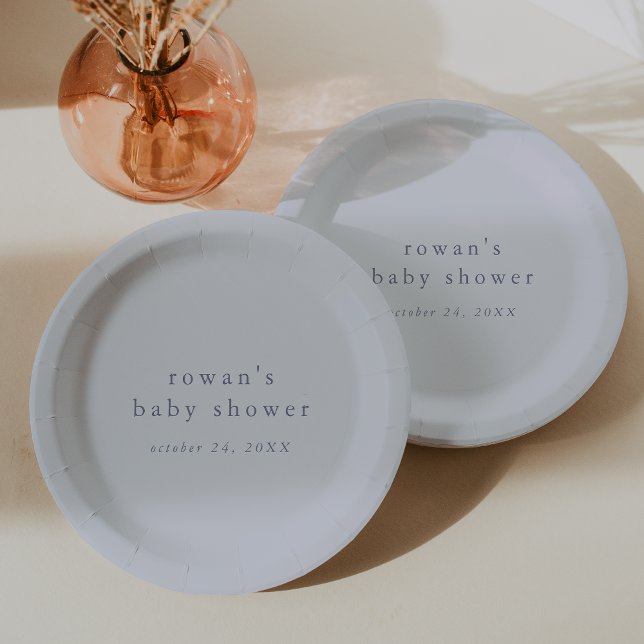 Prato De Papel Rowan Boy Blue Boho Moderno Simples Chuveiro (ROWAN Boy Blue Boho Modern Simple Baby Shower Paper Plates)