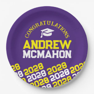 Prato De Papel Roxo & Amarelo Grad Personalizado Meia Repetição