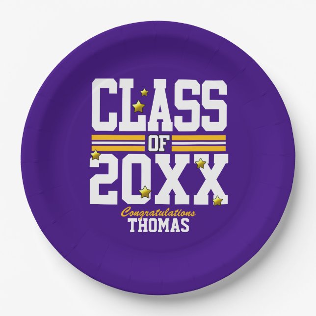 Prato De Papel Roxo|Ano da Classe de Formatação Amarela (Frente)
