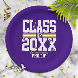 Prato De Papel Roxo|Ano de Classe de Formatação Dourada