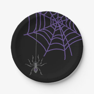 Prato De Papel Roxo e Preto da Aranha