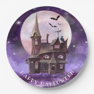 Prato De Papel Roxo Halloween Bats Huneen