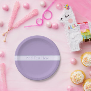 Prato De Papel Roxo Lavanda Leve Elegante Personalizável