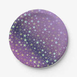 Prato De Papel roxo+prata,brilhante, brilhante, estrela, cor, dec