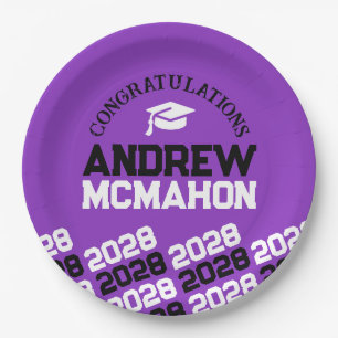 Prato De Papel Roxo & Preto Meia Repetição Personalizado Grad