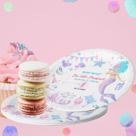 Prato De Papel Roxo Rosa 1ruas, Raparigas Sereias Aniversário