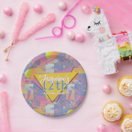 Prato De Papel Roxo Summer Vaporwave Sunset Aniversário