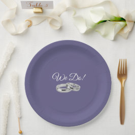 Prato De Papel Roxos e Brancos - Anéis de Casamento -