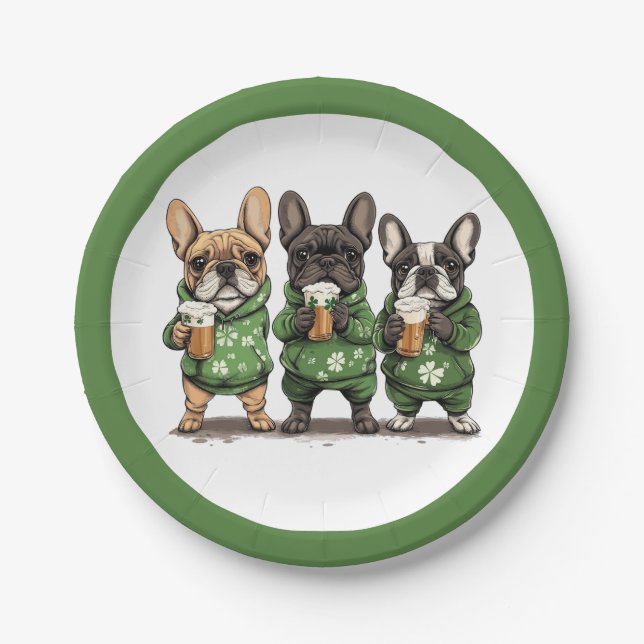 Prato De Papel Rua, Bulldog Francês do Dia de Patrick (Frente)