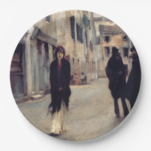Prato De Papel Rua em Veneza (Mulher Elegante) (Singer Sargent)