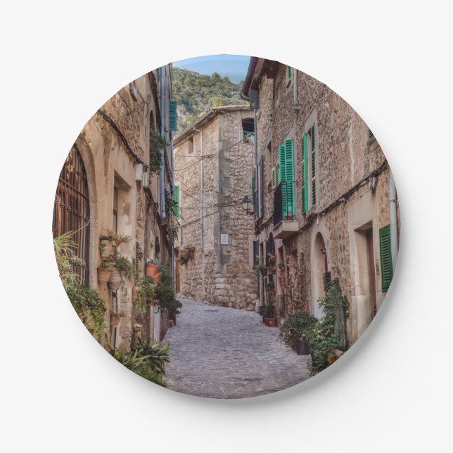 Prato De Papel Rua estreita da aldeia de Valldemossa - Maiorca (Frente)
