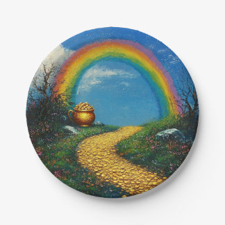 Prato De Papel Rua. Patrick Day Rainbow e Pote de Dourada Idade