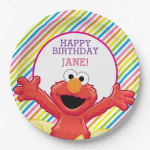 Prato De Papel Rua Sésamo   Aniversário da Elmo Girl