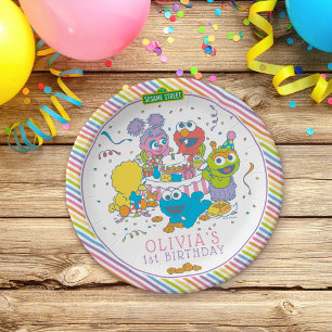 Prato De Papel Rua Sésamo   Primeiro aniversário do bebê