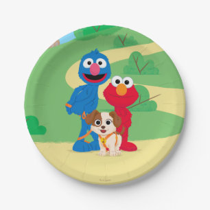 Prato De Papel Rua Sésamo   Tango Com Grover E Elmo