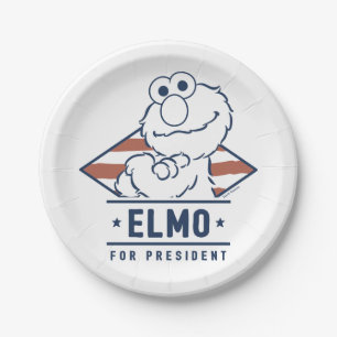 Prato De Papel Rua Sésamo   Vintage Elmo para Presidente