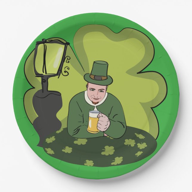 PRATO DE PAPEL "RUAS FELIZES. DIA DE PATRICK" LEPRECHAUN (Frente)